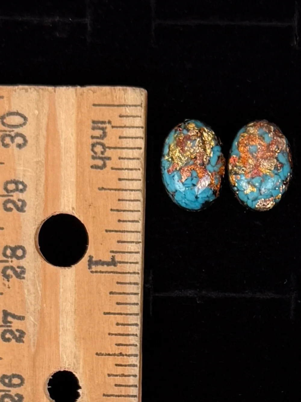 Stunning blue and Goldtone Mosaic Art Pierced lightweight earrings